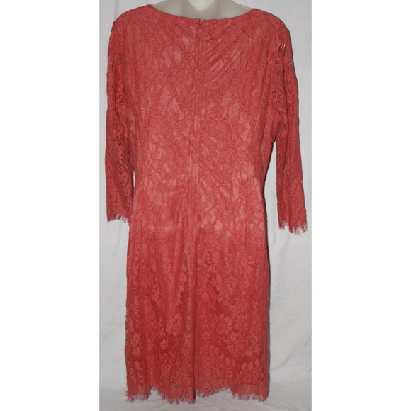 Simply Styled Lace Overlay Sheath Faded Rose Coral Cocktail Dress Size L NWT - Picture 7 of 11